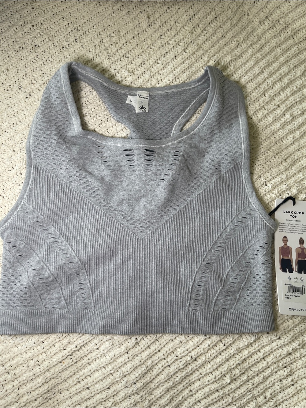 ALO Yoga Light Gray Seamless Lark Cropped Tank